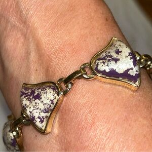 Vintage 1950s- 1960s.Purple & Gold Bell shape vintage bracelet from estate.